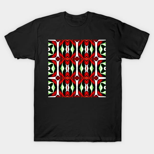 Red and Green Christmas Pattern Number 17 T-Shirt by BubbleMench